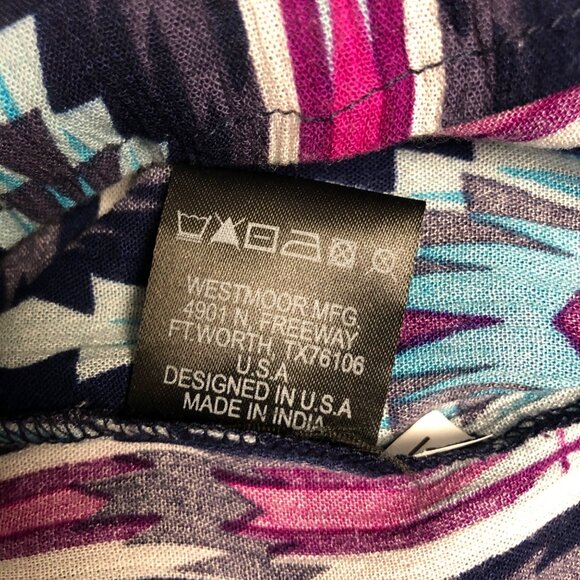 Rock and Roll Cowgirl Top Womens Sz Small Blue Fuchsia Blouse Aztec Western NEW - Picture 8 of 10